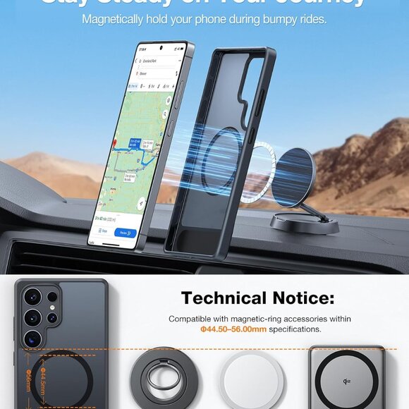 Samsung Galaxy S25 Ultra Case MagSafe Kickstand Magnetic Seamless Stand-Black - Picture 5 of 11